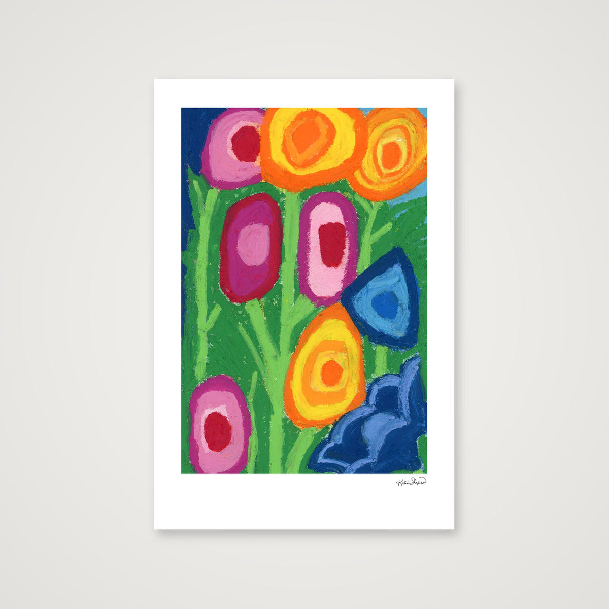 "Bloom Proud" | Bold Color-Block Floral Fine Art Print — 30×45cm, 12×18" Print only