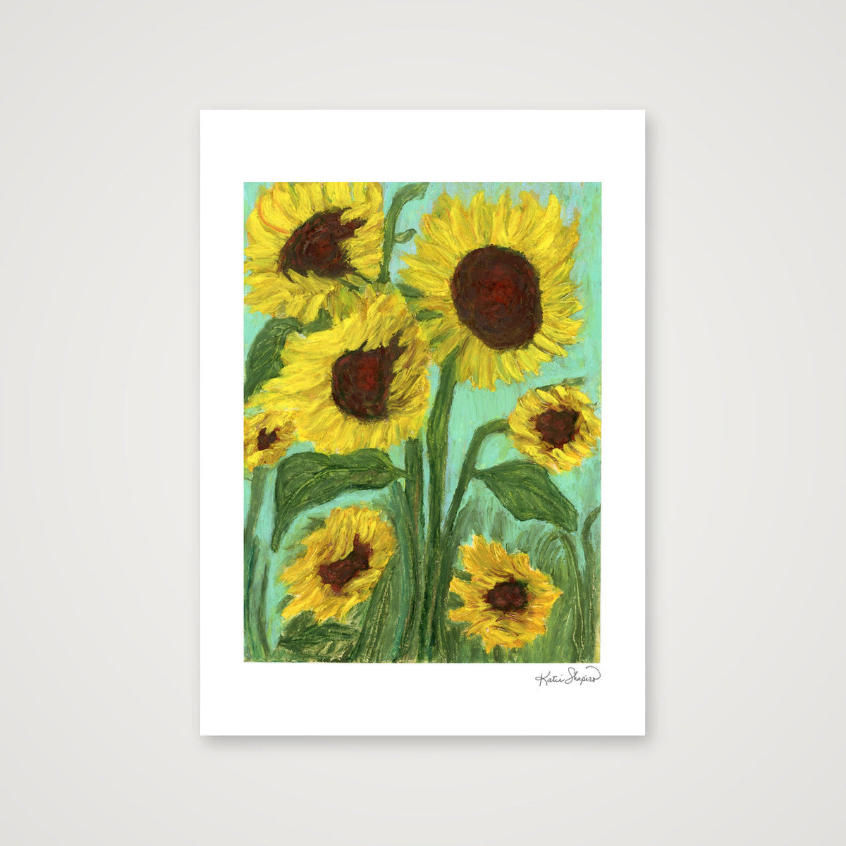 Dancing Sunflowers | Fine Art Print by Katie Shapiro Art — 42×59cm, 17×23" Print only