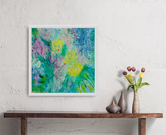 Mermaid Garden - 16"x 16" Mixed Media on Canvas