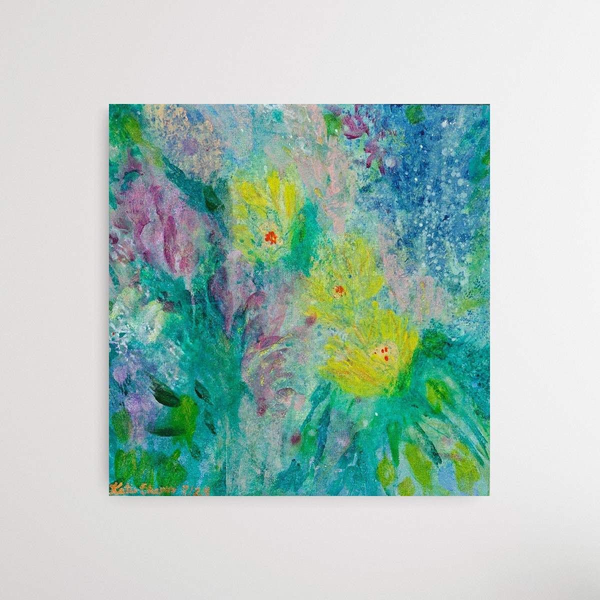 Mermaid Garden - 16"x 16" Mixed Media on Canvas