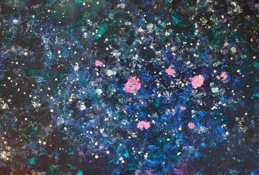 Cosmic Flora: Original Paintings Where Night Sky Meets Wildflower Field