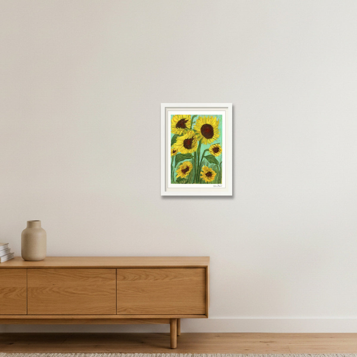 Dancing Sunflowers | Fine Art Print by Katie Shapiro Art — 30×40cm, 12×16" White Frame