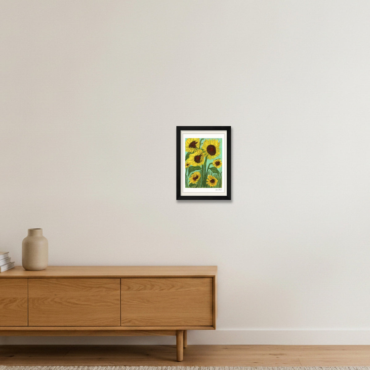 Dancing Sunflowers | Fine Art Print by Katie Shapiro Art — A4 (21×30cm, 8×12") Black Frame