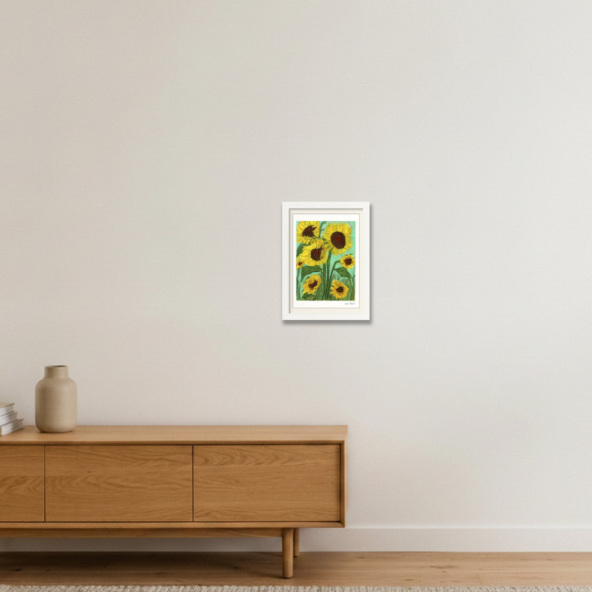 Dancing Sunflowers | Fine Art Print by Katie Shapiro Art — A4 (21×30cm, 8×12") White Frame