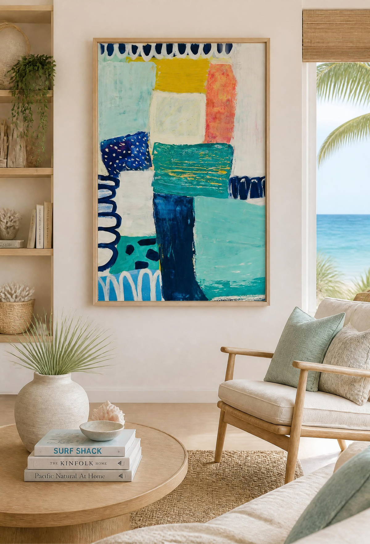 Roundabouts & Redondo | Large Navy and Teal Abstract Painting | Katie Shapiro Art