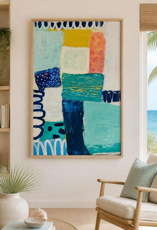 Roundabouts & Redondo | Large Navy and Teal Abstract Painting | Katie Shapiro Art