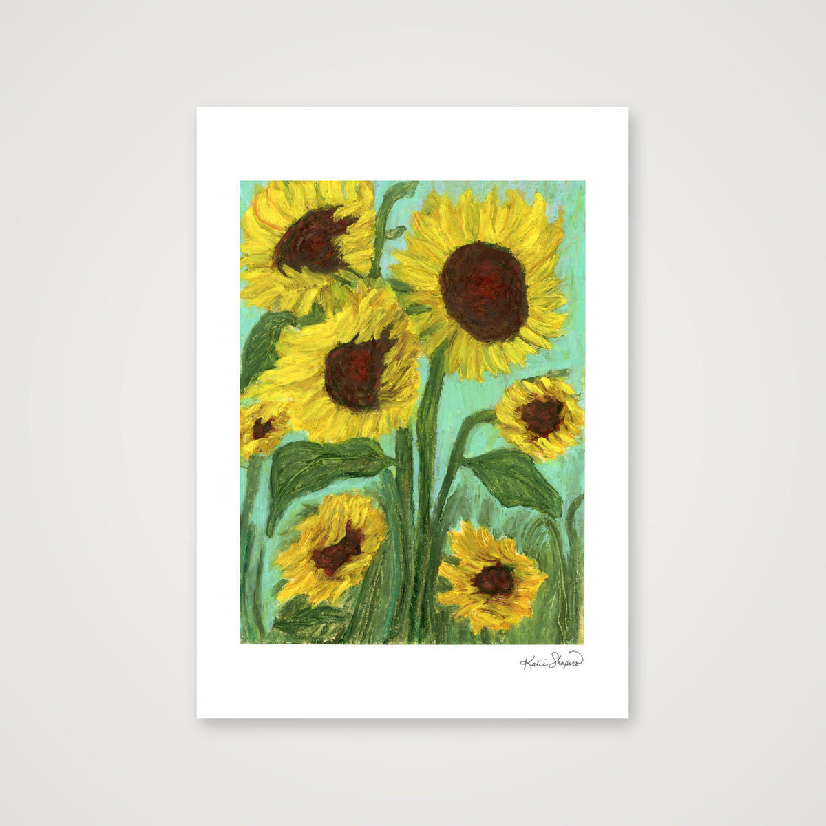 Dancing Sunflowers | Fine Art Print by Katie Shapiro Art — A4 (21×30cm, 8×12") Print only
