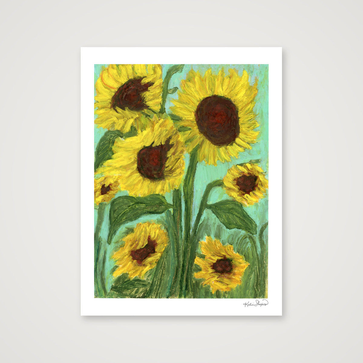 Dancing Sunflowers | Fine Art Print by Katie Shapiro Art — 60×80cm, 24×31" Print only