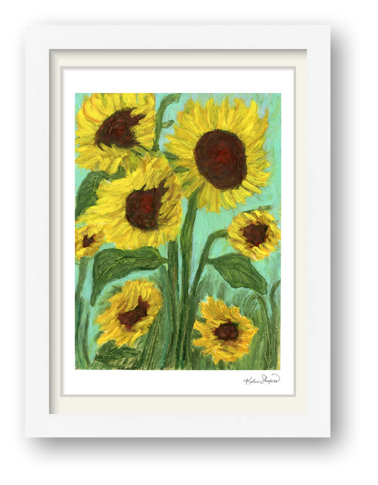 Dancing Sunflowers | Fine Art Print by Katie Shapiro Art — framed