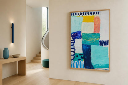 Roundabouts & Redondo | Large Navy and Teal Abstract Painting | Katie Shapiro Art