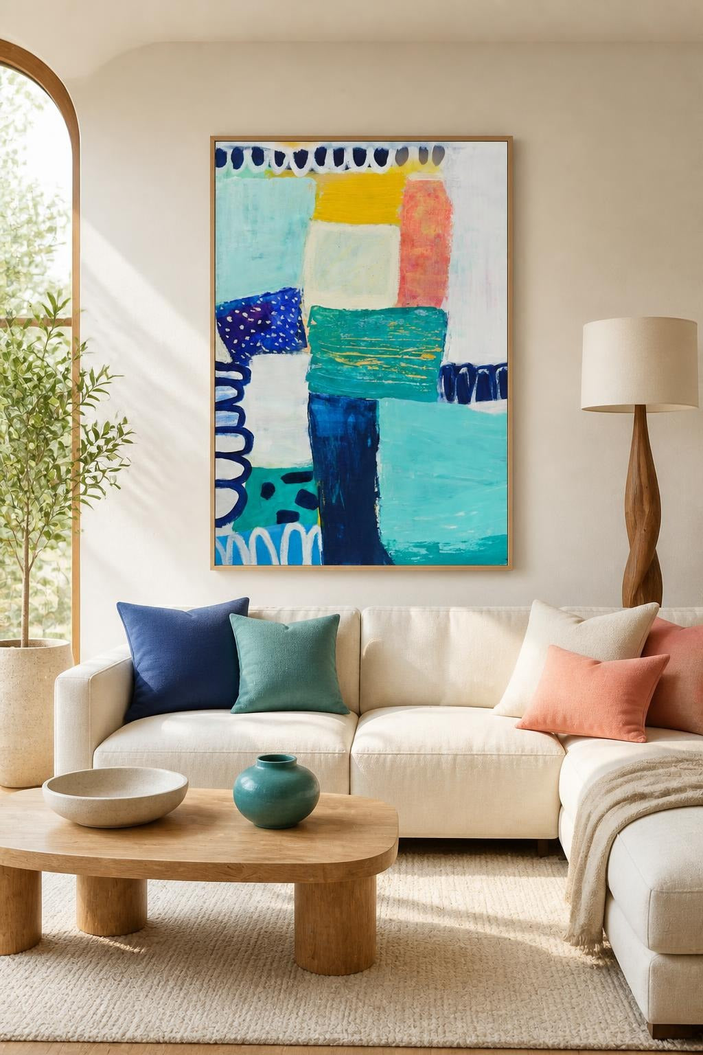 Roundabouts & Redondo | Large Navy and Teal Abstract Painting | Katie Shapiro Art
