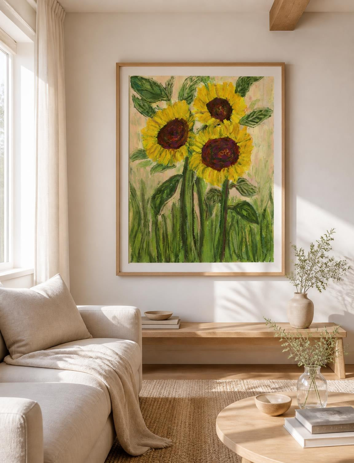 Golden Sunflower Trio | Fine Art Print by Katie Shapiro Art