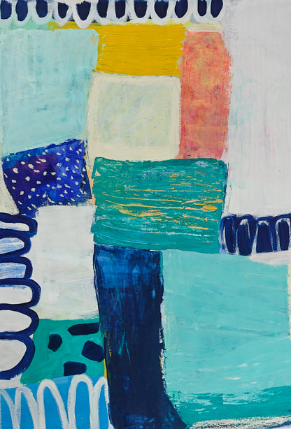 Roundabouts & Redondo | Large Navy and Teal Abstract Painting | Katie Shapiro Art